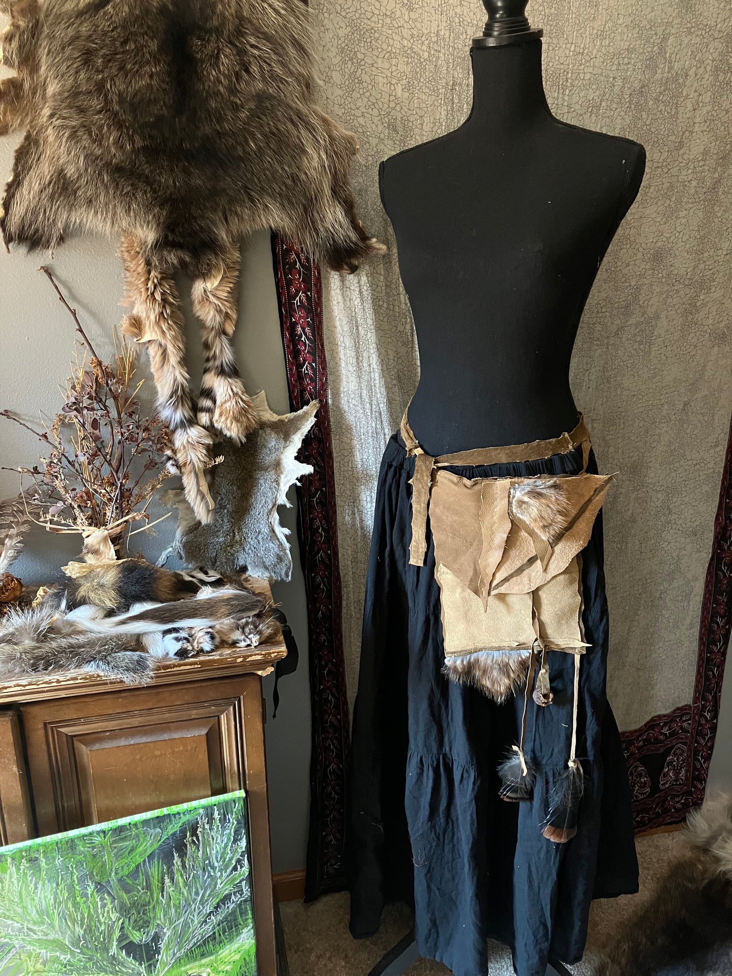 leather, fur & feather satchel