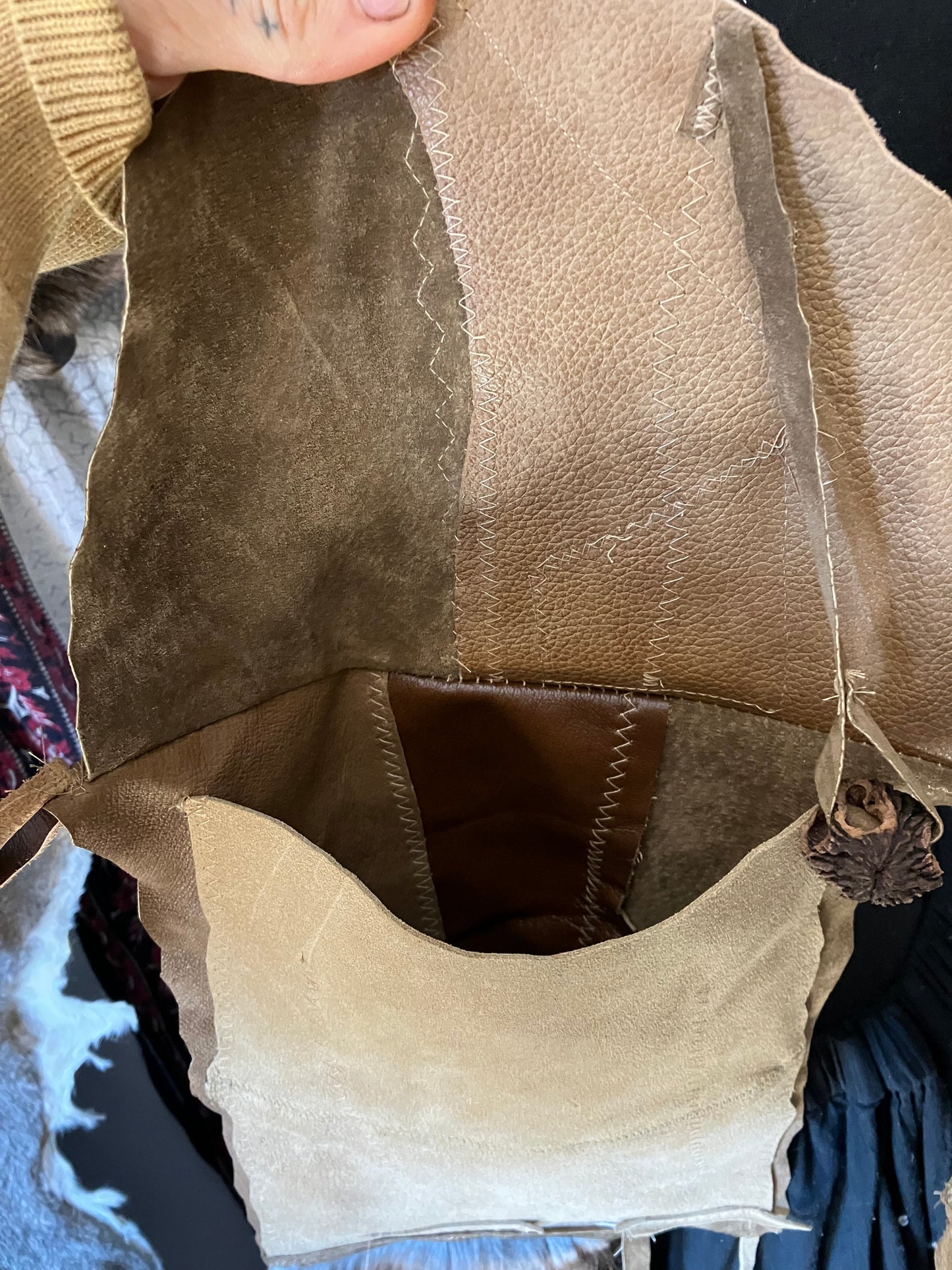 leather, fur & feather satchel