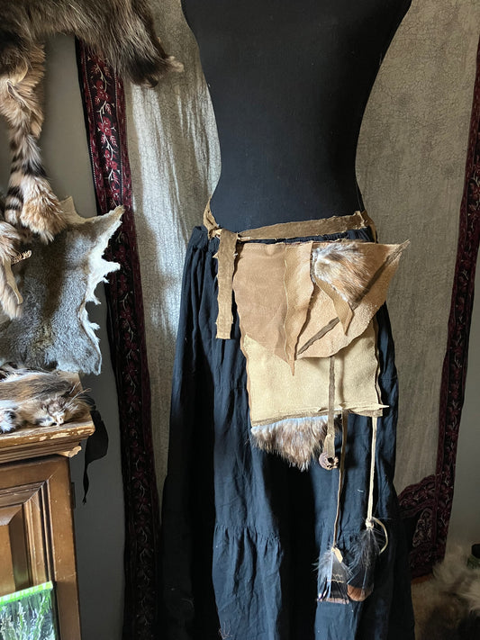 leather, fur & feather satchel