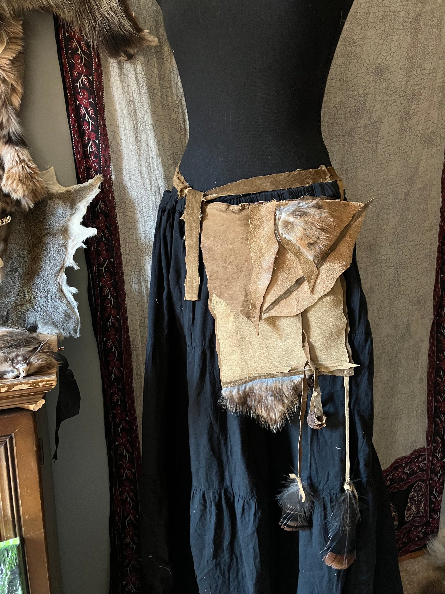 leather, fur & feather satchel