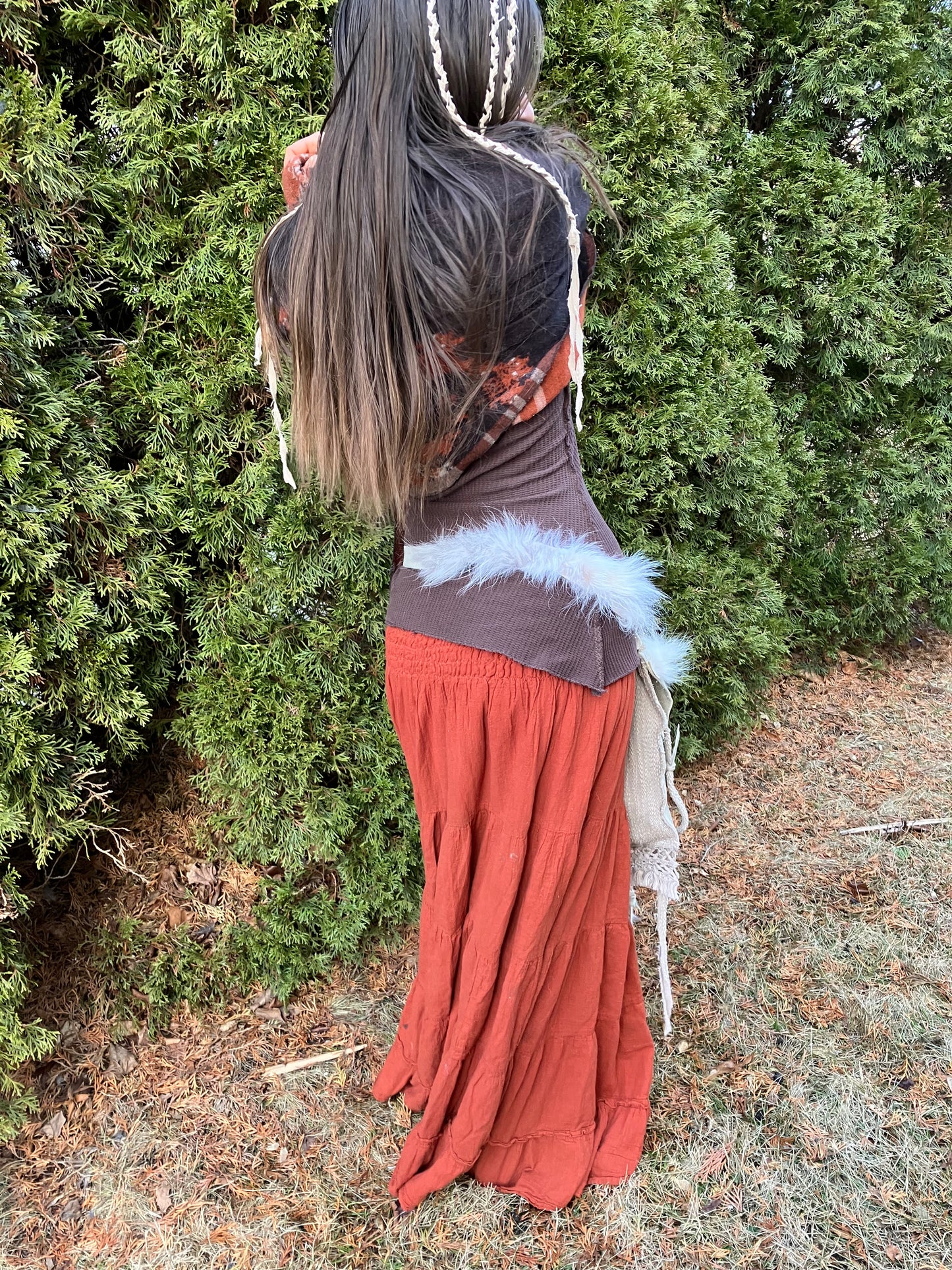 coyote bag - bone, feathers + leather